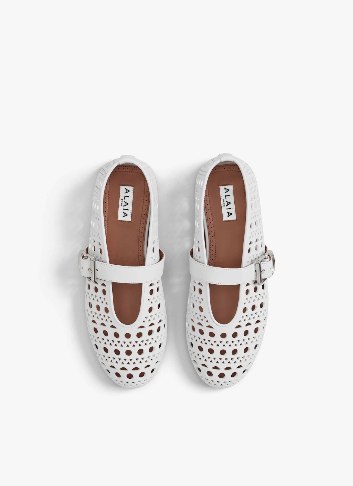 BALLERINES VIENNE EN CUIR  ALAÏA BALLERINES VIENNE EN CUIR  BLANC